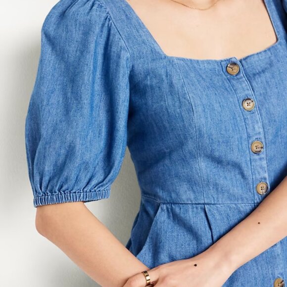 Old Navy Puff-Sleeve Jean Mini Dress - XL - Picture 3 of 8